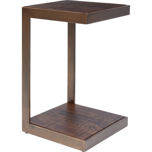 Global Archive C End Table in Acacia & Burnished Copper
